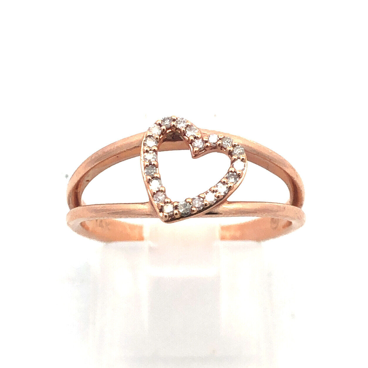 Designer 14K Rose Gold Diamond Heart Sweetheart Promise Anniversary Ring