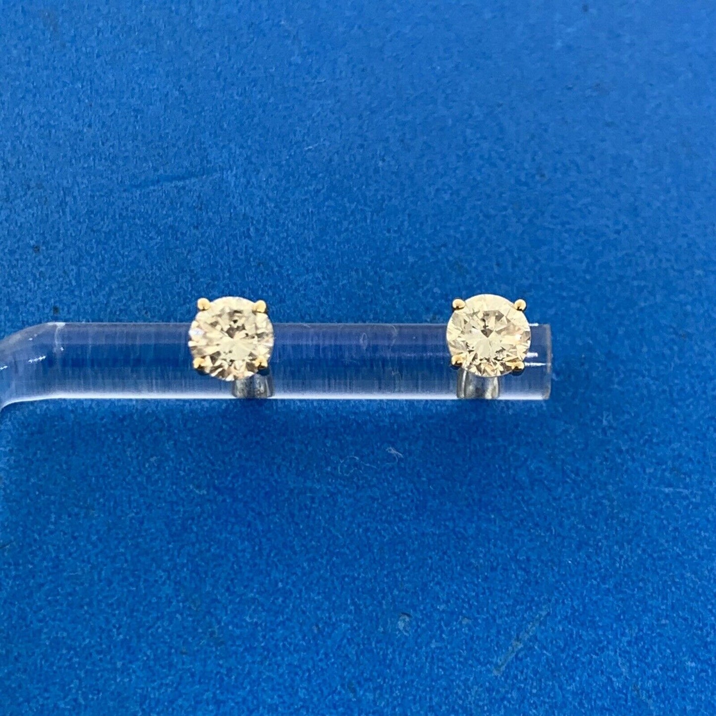 14K Yellow Gold Round Diamond Solitaire Pierced Screw Back Earrings