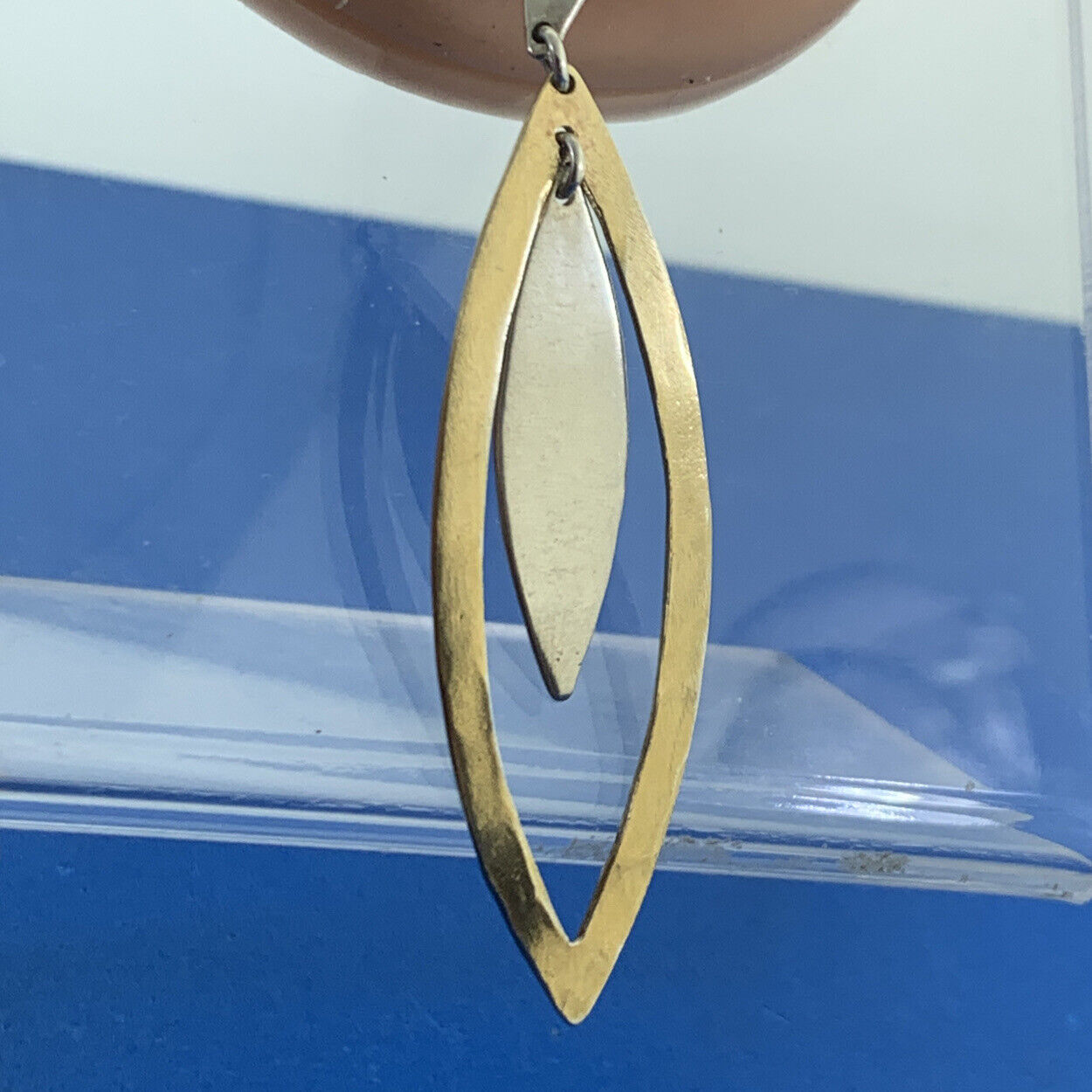 Modernist Vermeil Two-Toned 925 Sterling Silver Cut-out Dangle Earrings