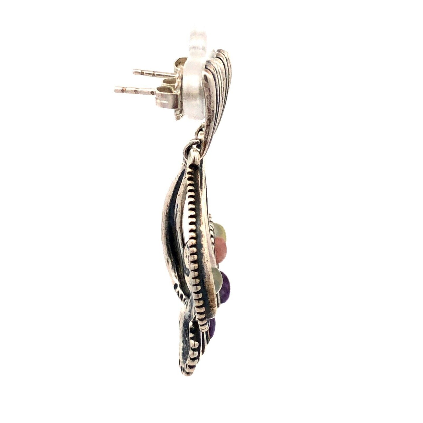 Native American Carolyn Pollack Sterling Silver Multi Gemstone Dangle Earrings