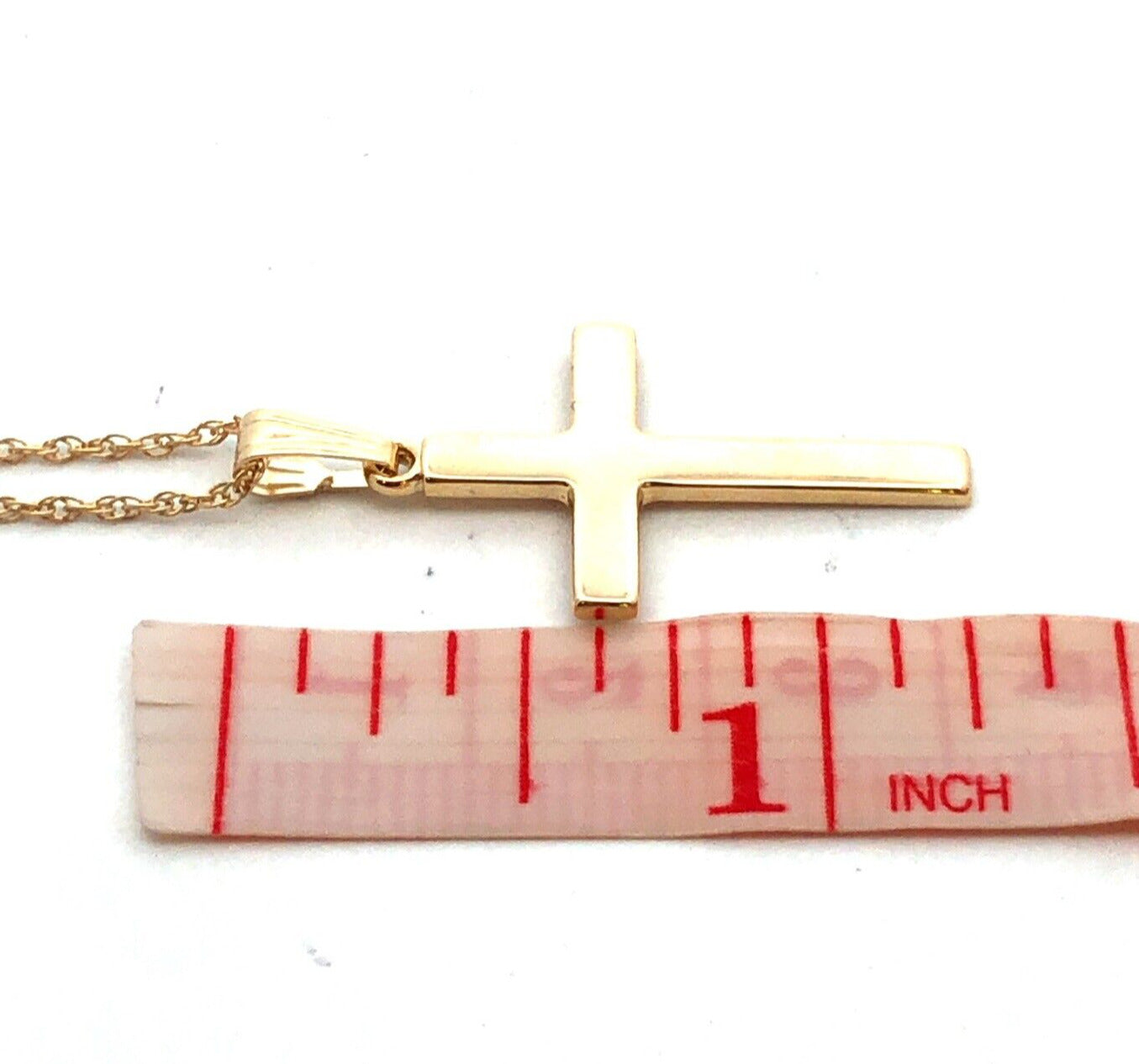 Designer M 14K Yellow Gold Polished Cross Pendant Chain Necklace