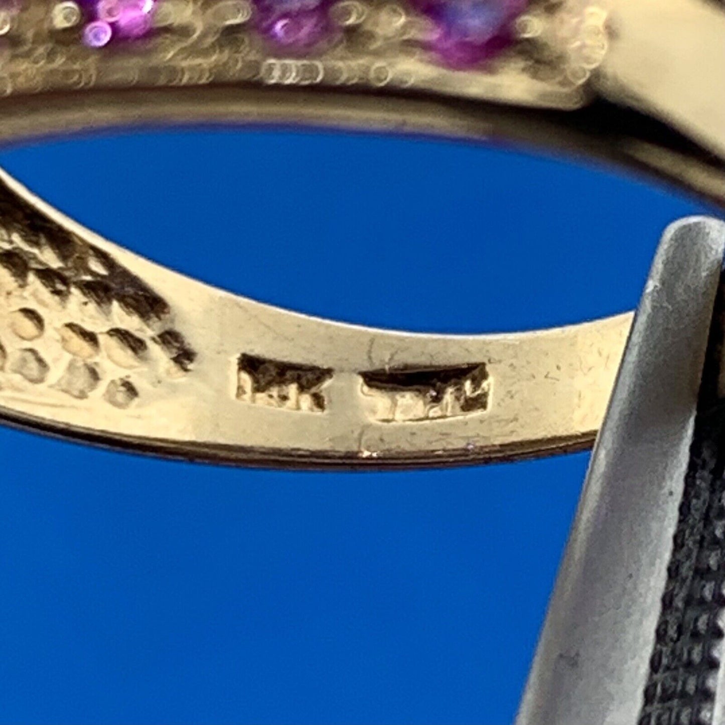 14K Yellow Gold Princess Sapphire Round Ruby Accented Statement Band Ring