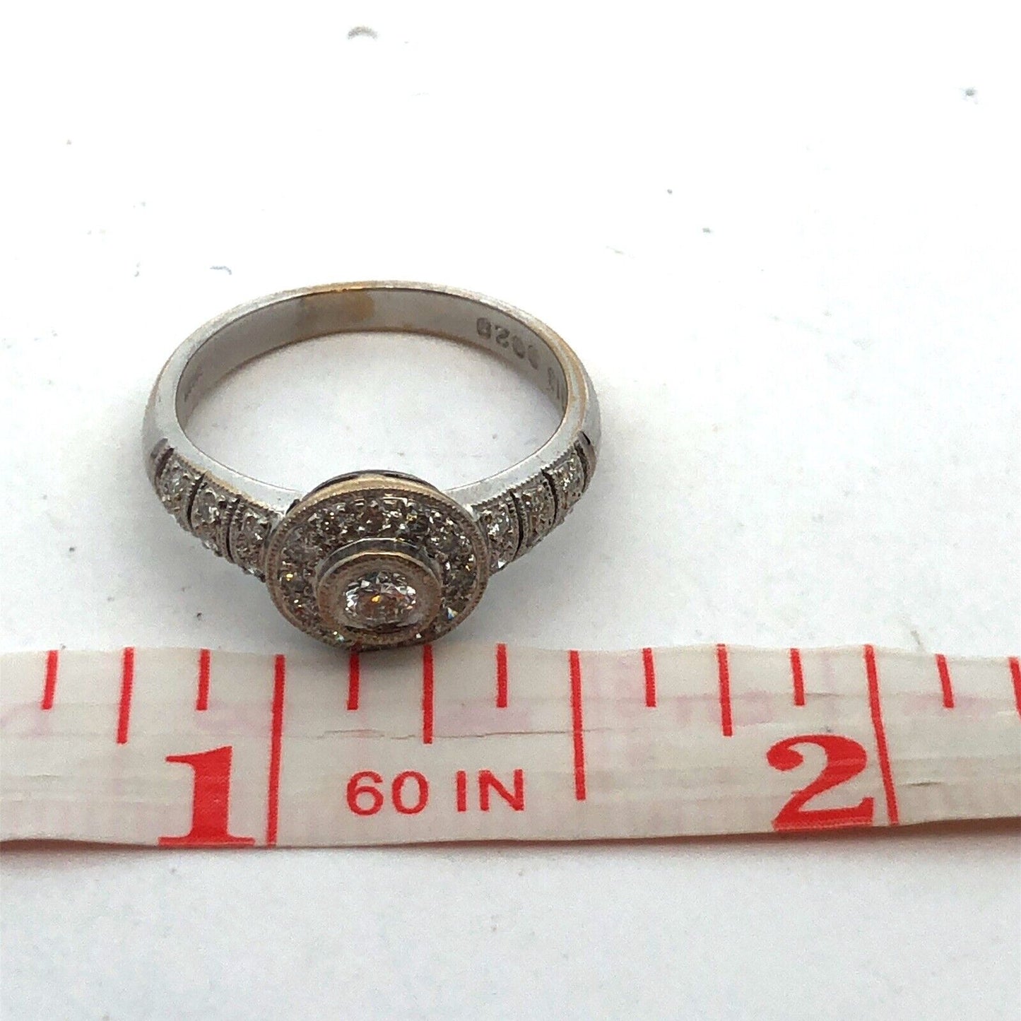 Vintage Art Deco 18K White Gold European Cut Diamond Engagement Ring Size 5.75