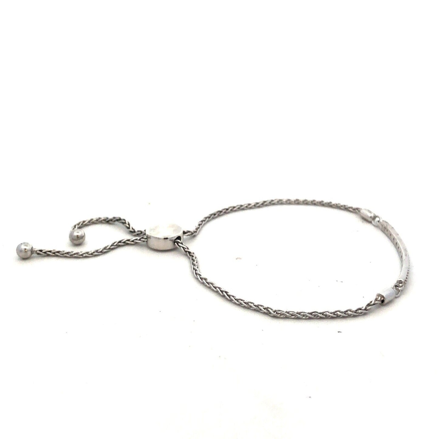 Designer ASHI 925 Sterling Silver Round Diamond Bar Adjustable Tennis Bracelet