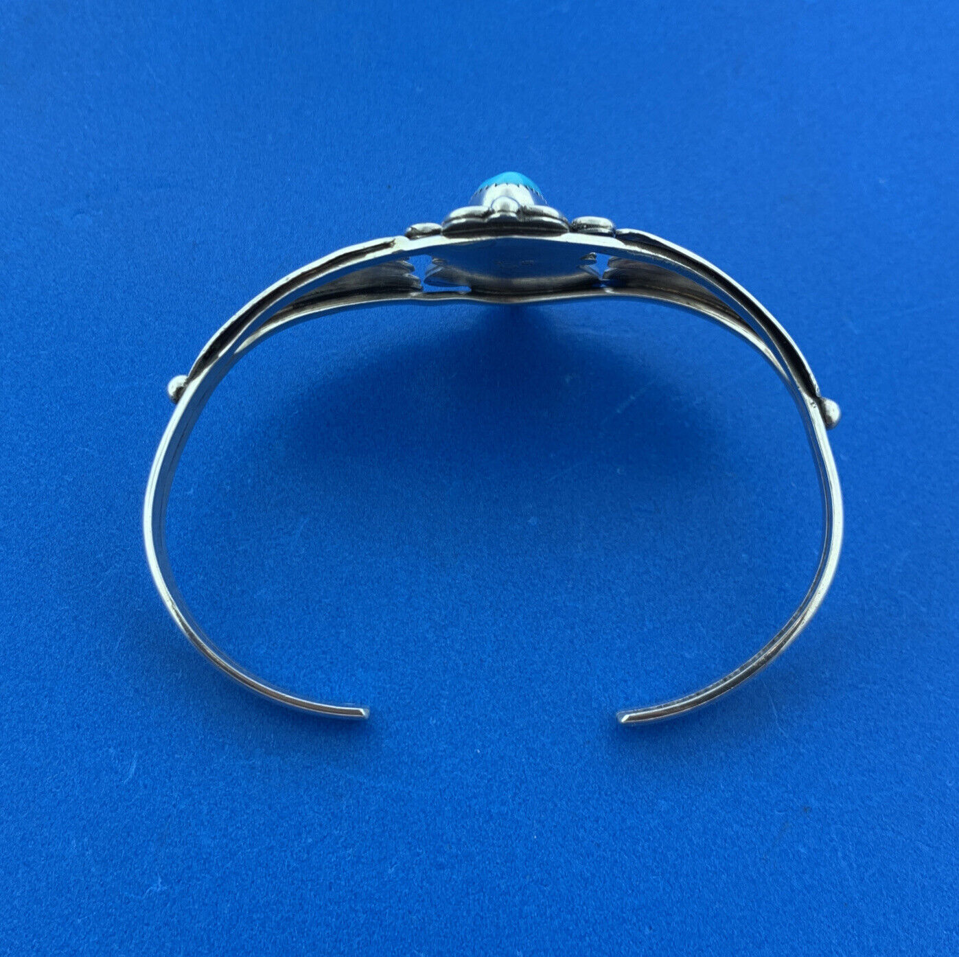 Designer CY Sterling Silver 925 Turquoise Native American Open Cuff 6" Bracelet