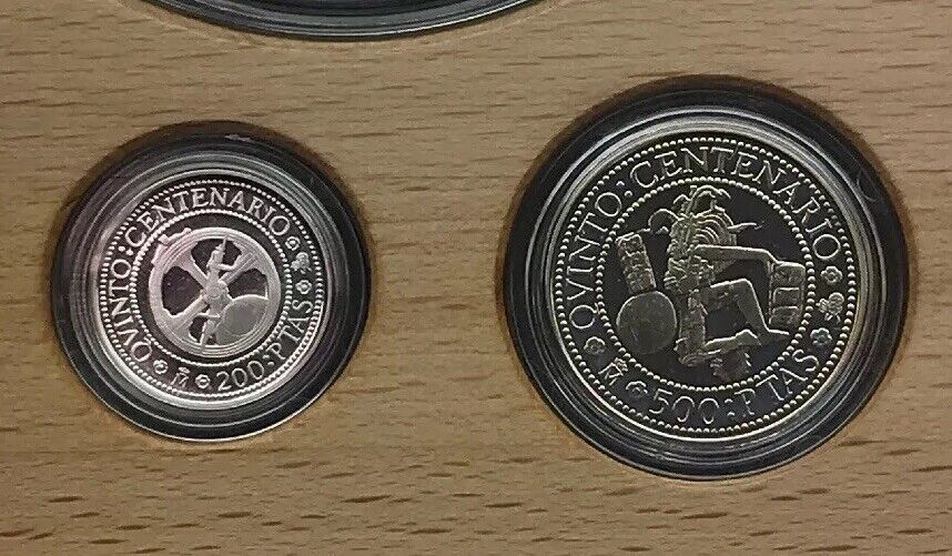 1989 Spain 500th Anniversary Discovery Of The Americas 7 Coin Silver Pesetas Set