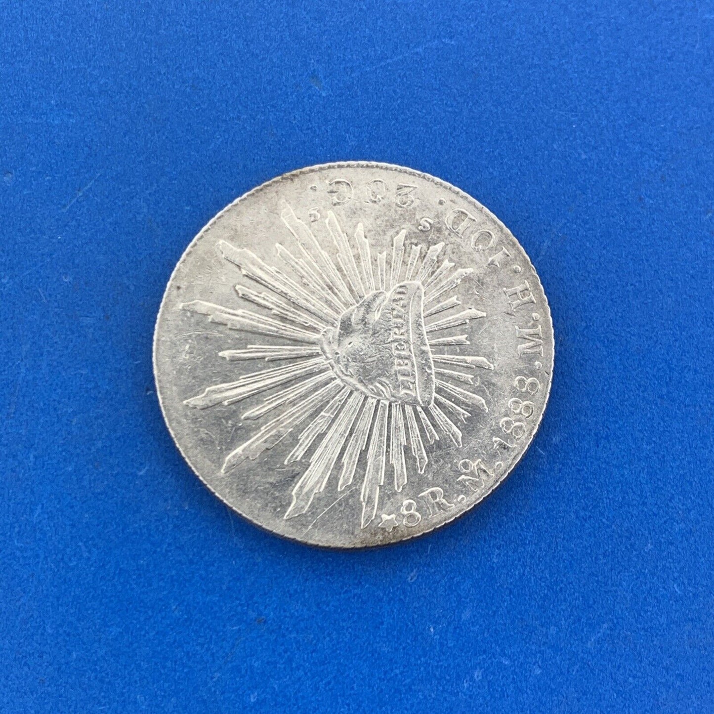 1888 Mo Mexico City 8 Reales M.H. 10 D 20 G Mexico .903 Silver Coin