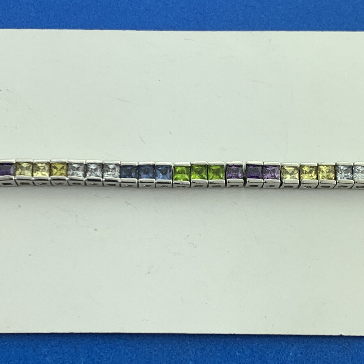 FAS Citrine White Purple Amethyst Peridot Blue Tourmaline Sterling Tennis Bracel