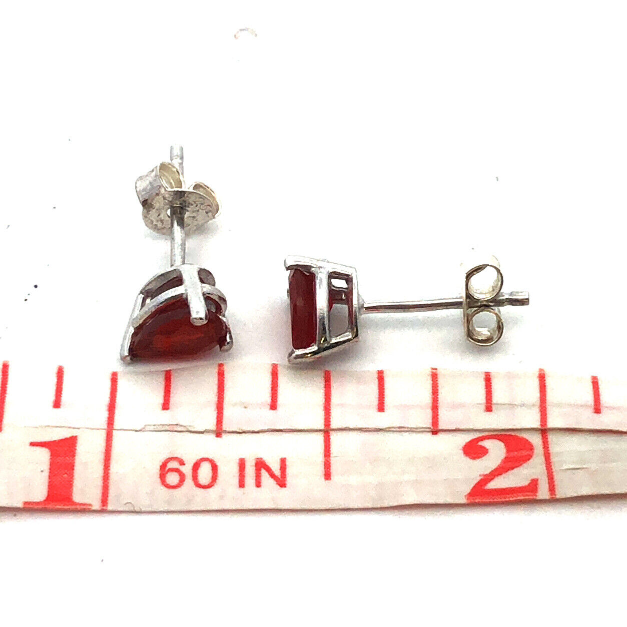 925 Sterling Silver Pear Cut Orange Cubic Zirconia CZ Stud Earrings