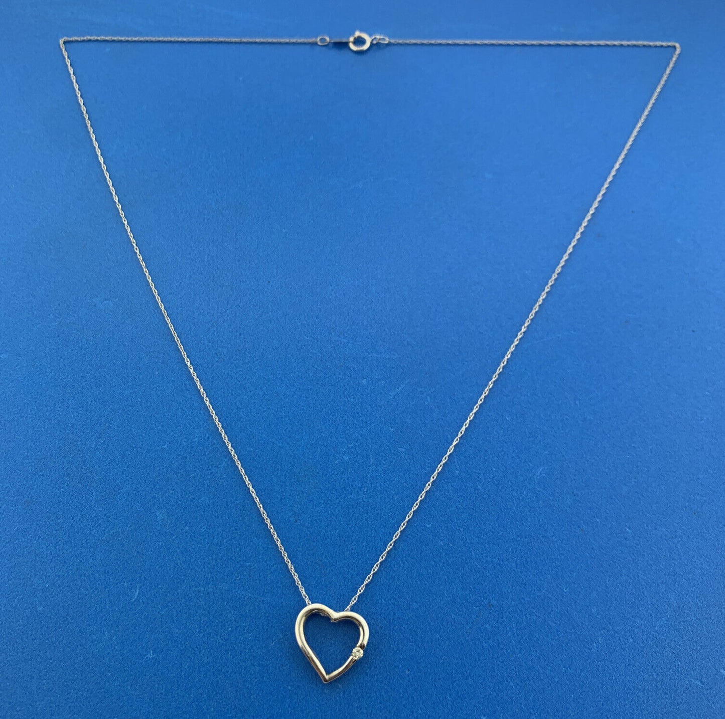 Designer 14K 10K White Gold Diamond Modernist Heart Pendant Necklace