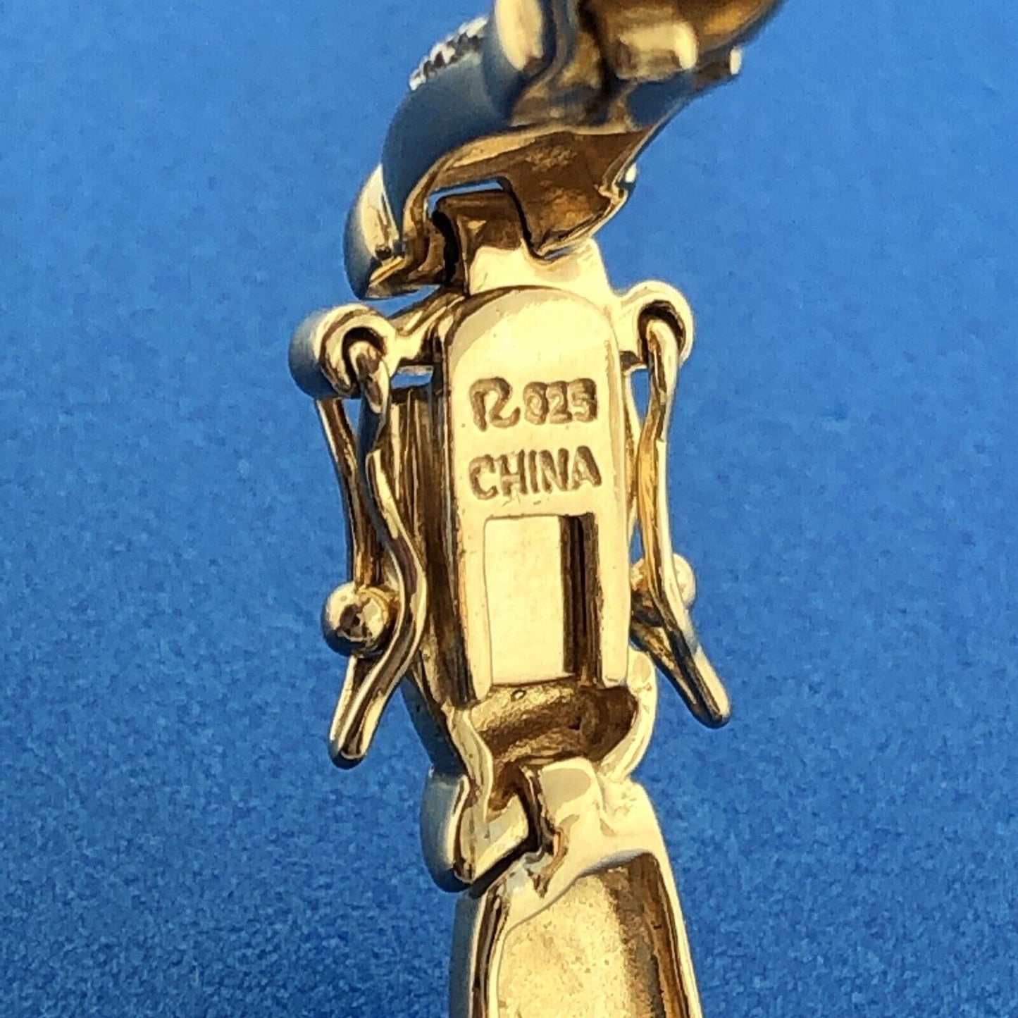 Classic Sterling Silver 925 Vermeil Two Tone Diamond Statement Tennis Bracelet