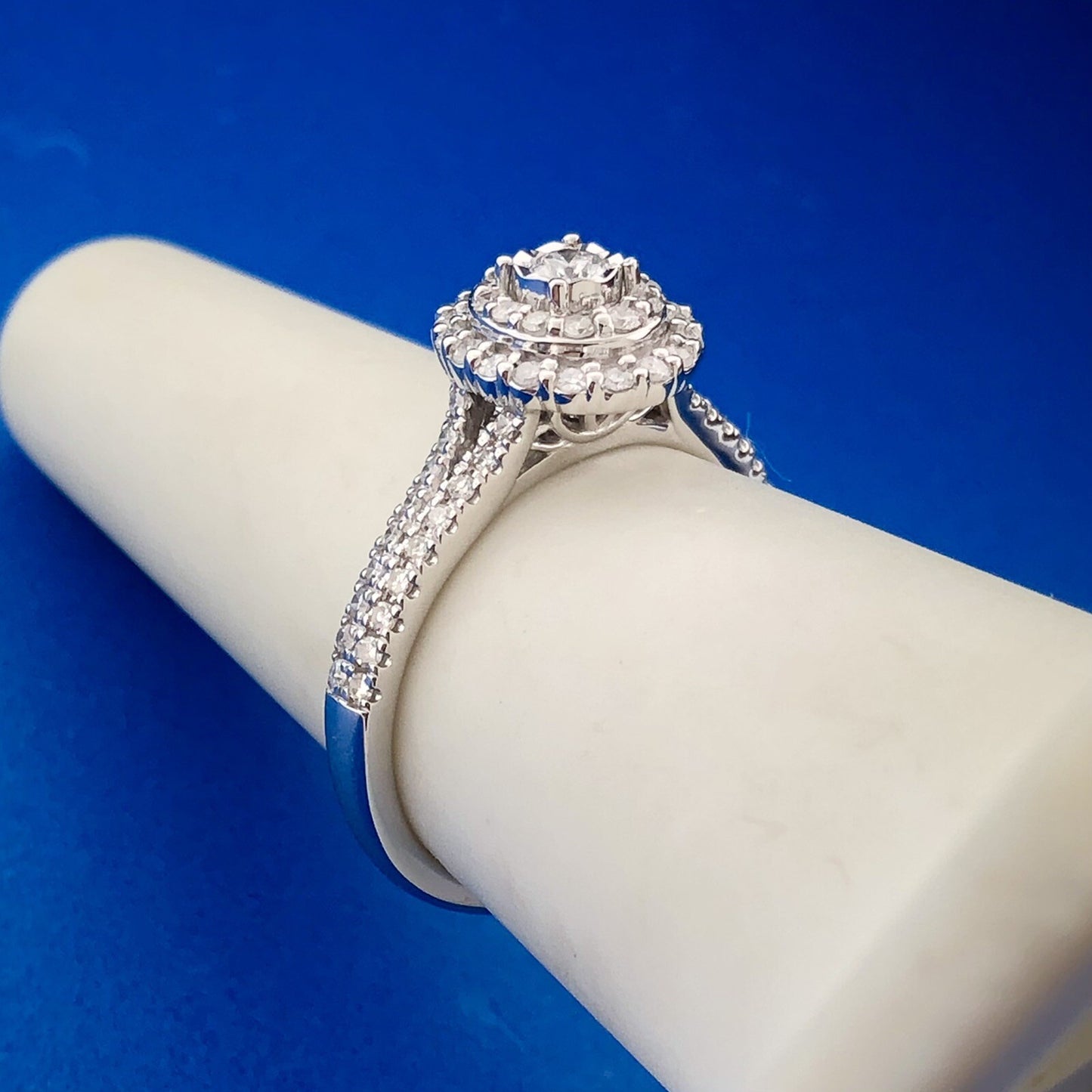 Zales 10K White Gold 1/2ctw Diamond Double Halo Engagement Ring