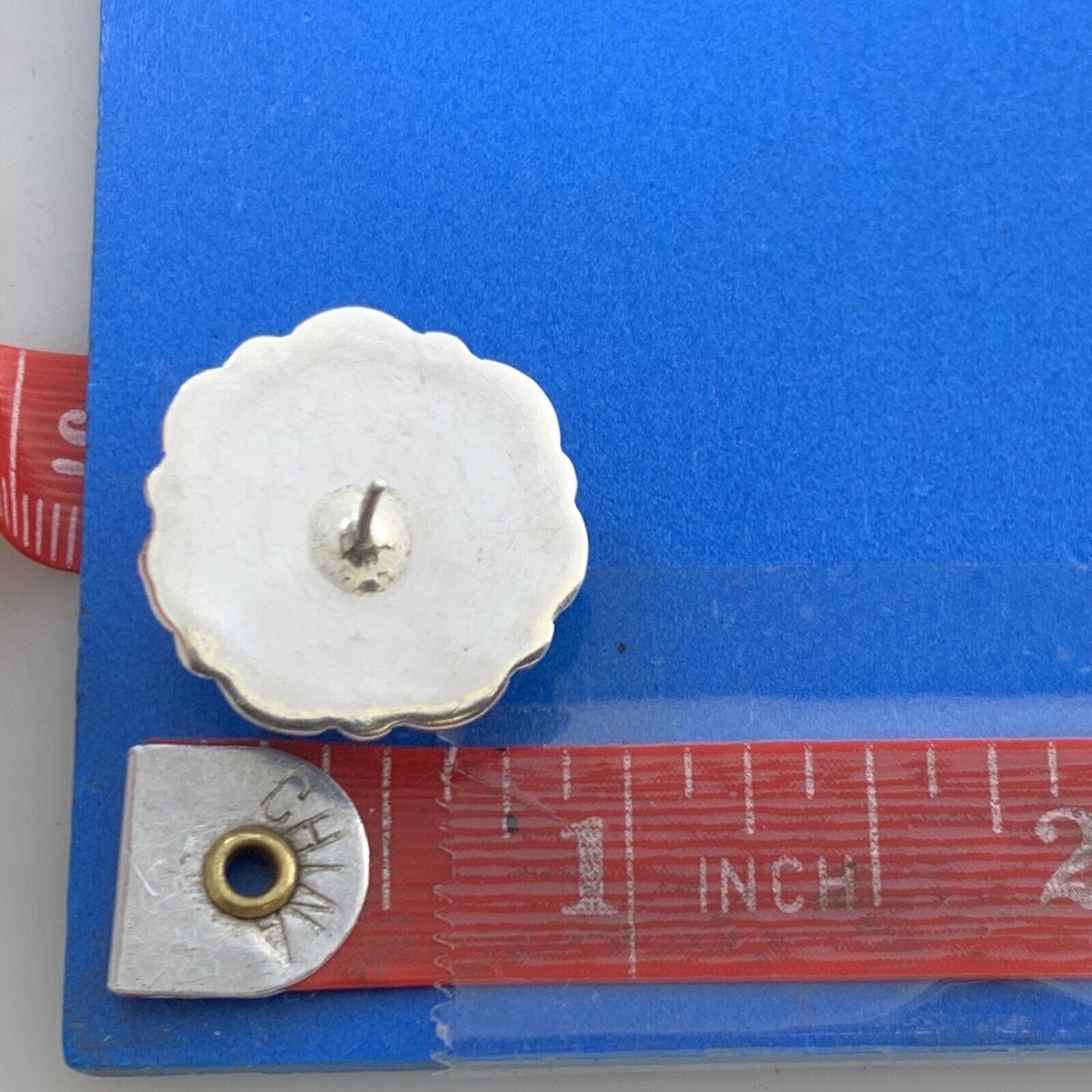 Vintage Two-Toned 925 Sterling Silver Flower Dome Concho Stud Earrings