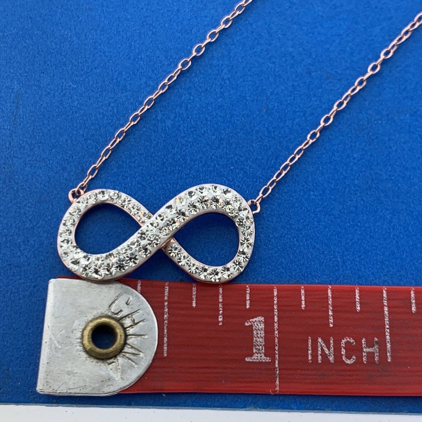 Jacmel Mauritius JCM 925 Rose Tone Sterling Silver CZ Eternity Infinity Necklace