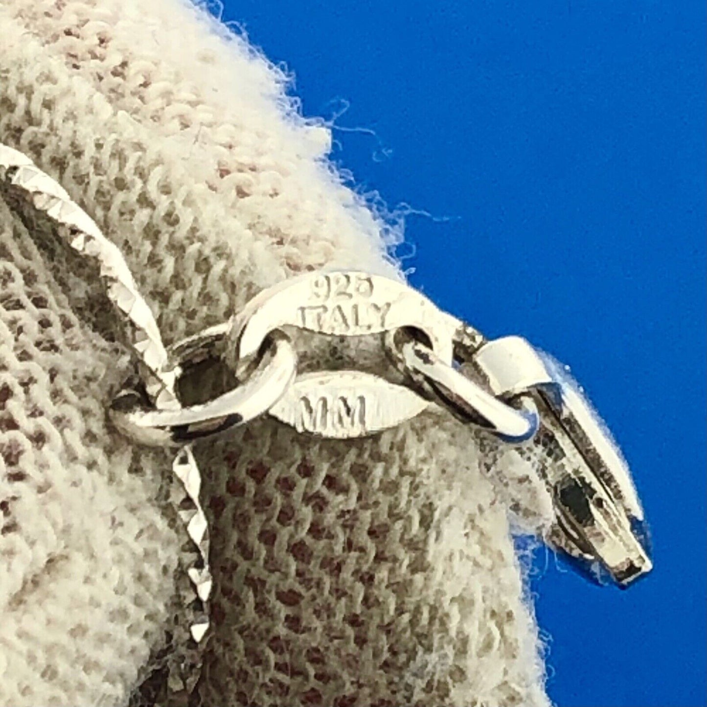 Designer MM Italy Sterling Silver Diamond Cut Interlocking Circle Link Bracelet