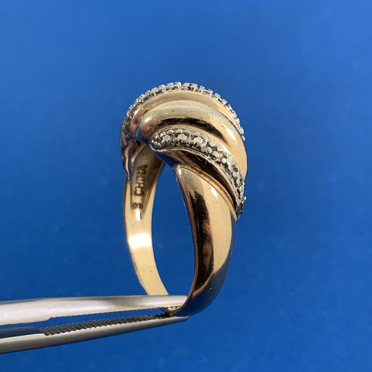 Designer Vermeil Two-Toned 925 Sterling Silver Twisted Statement Ring