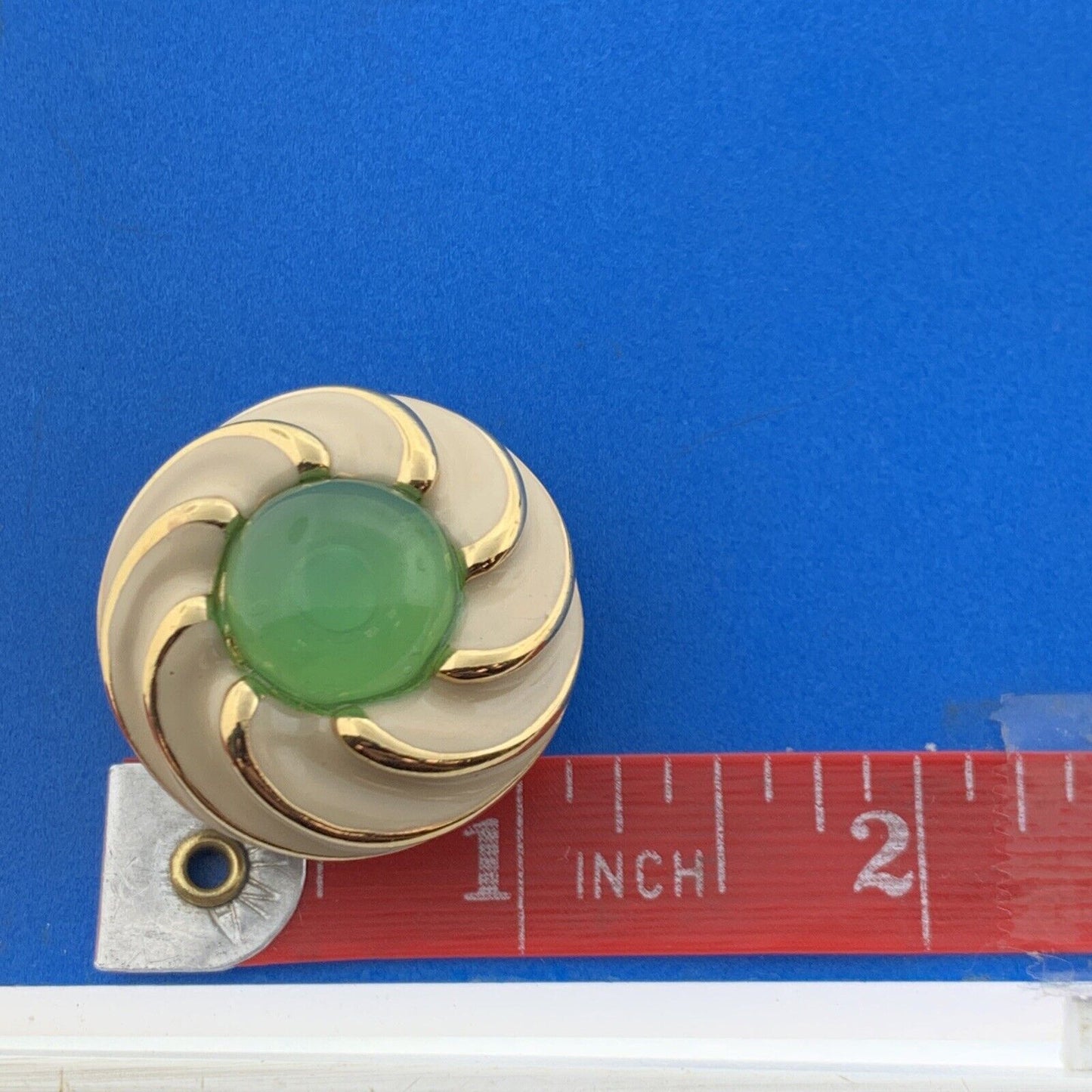 Vintage Vogue Bijoux Italy Gold Tone Art Glass Enamel Statement Clip On Earrings