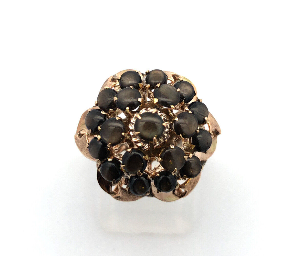 Designer 14K Yellow Gold Black Star Sapphire Princess Empire Style Cocktail Ring