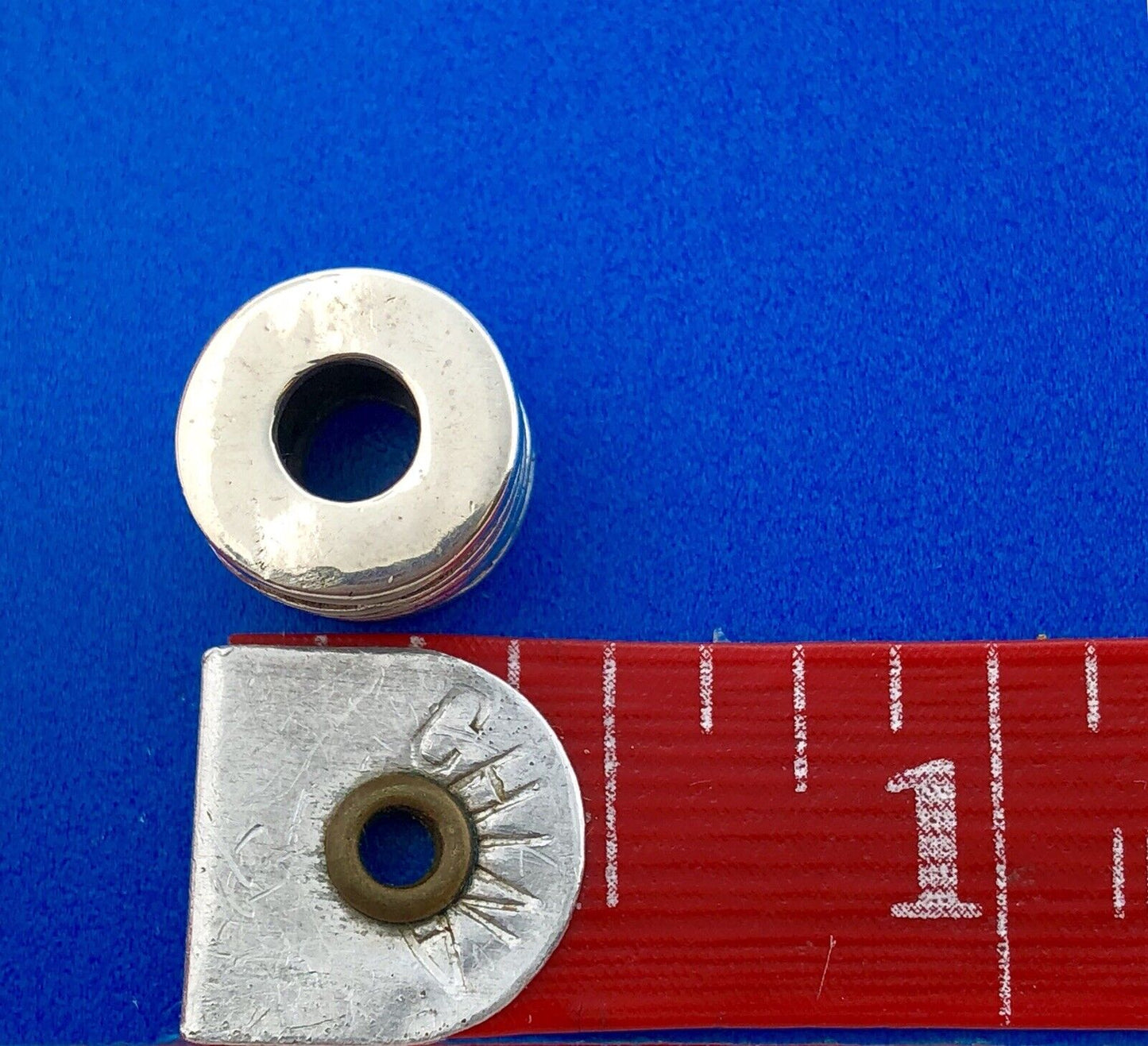 Designer SI 925 Sterling Silver Stacked Disc Tire Slide Bracelet Spacer Charm