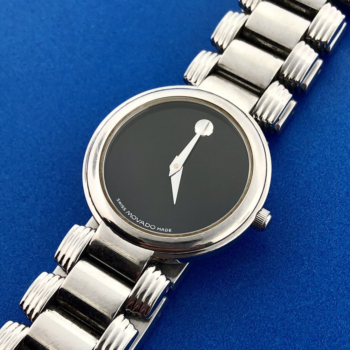 Movado Serenade 84 A1 1844 Strato Black Dial Ladies Stainless Steel Watch