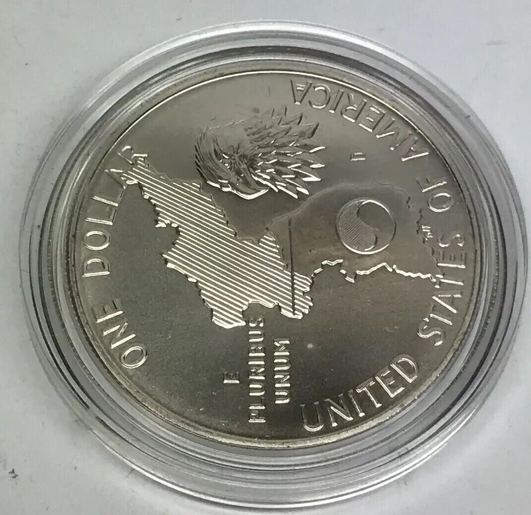 1991 D Korean War Memorial Commemorative BU Silver Dollar OMP/COA