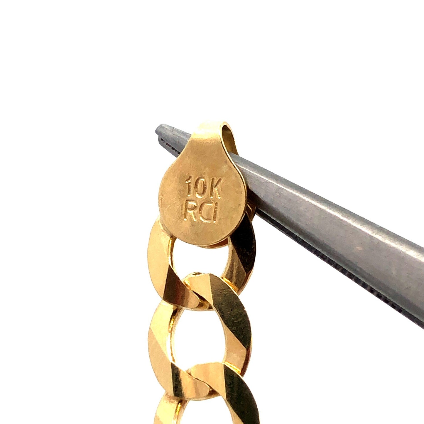 Designer RCI 10K Yellow Gold Curb Link 22" 7 mm Chain Necklace