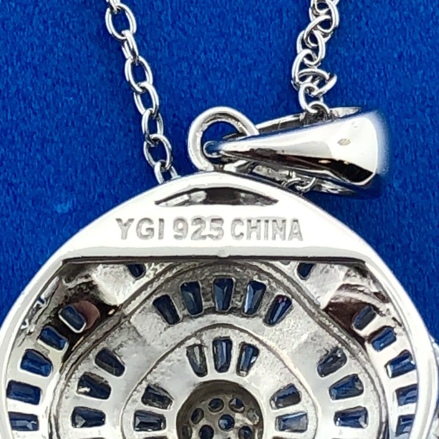 Designer YGI 925 Sterling Silver Diamond Pinwheel Statement Bridal Necklace