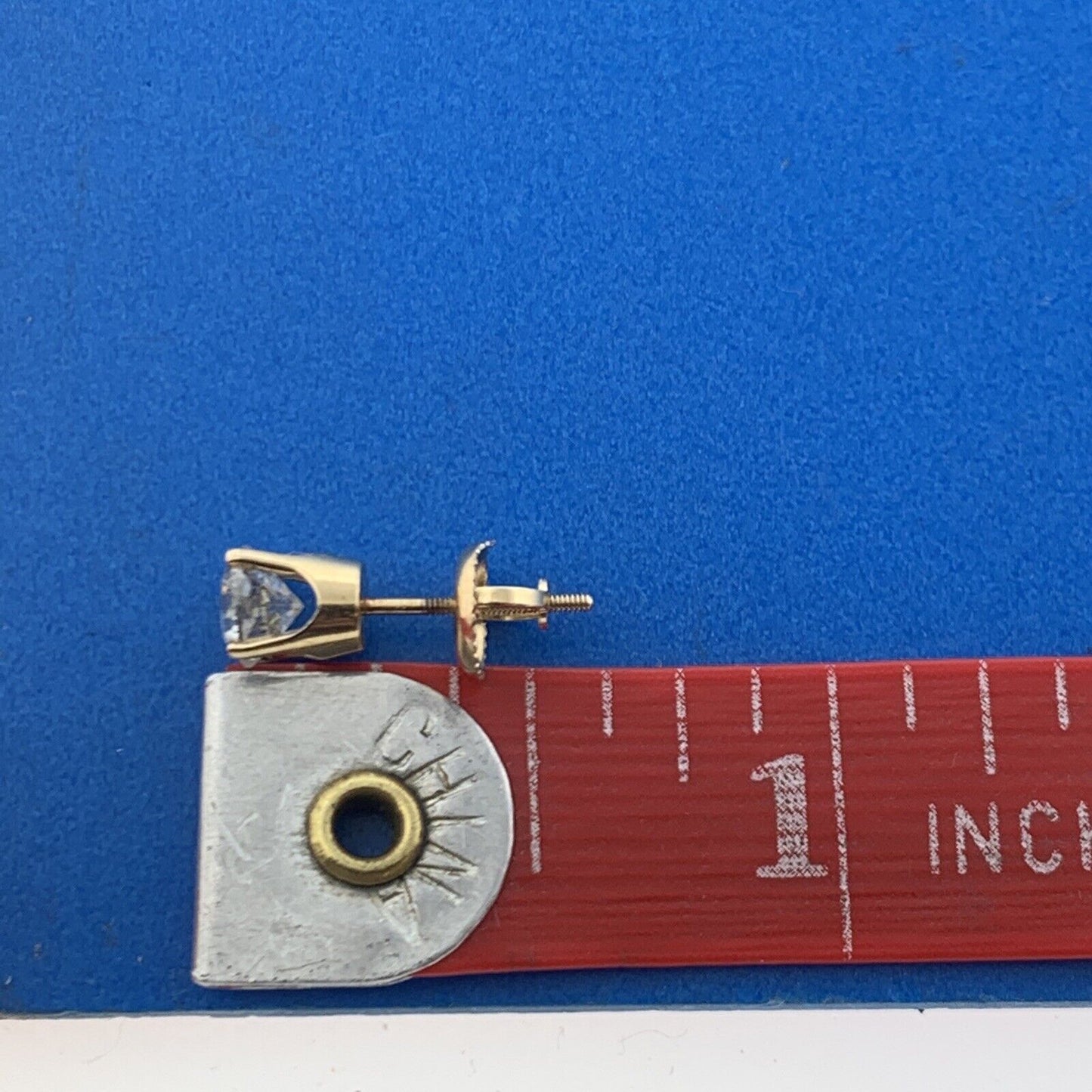 Classic Elegant 14K Yellow Gold Diamond Statement Screw Back Stud Earrings