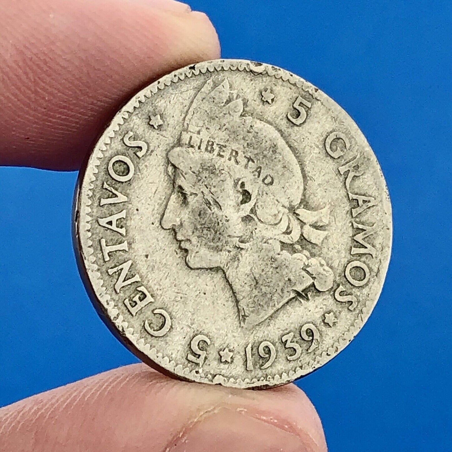 1939 Dominican Republic 5 Centavos 5 Grammos Tough Key Date Low Mintage Coin