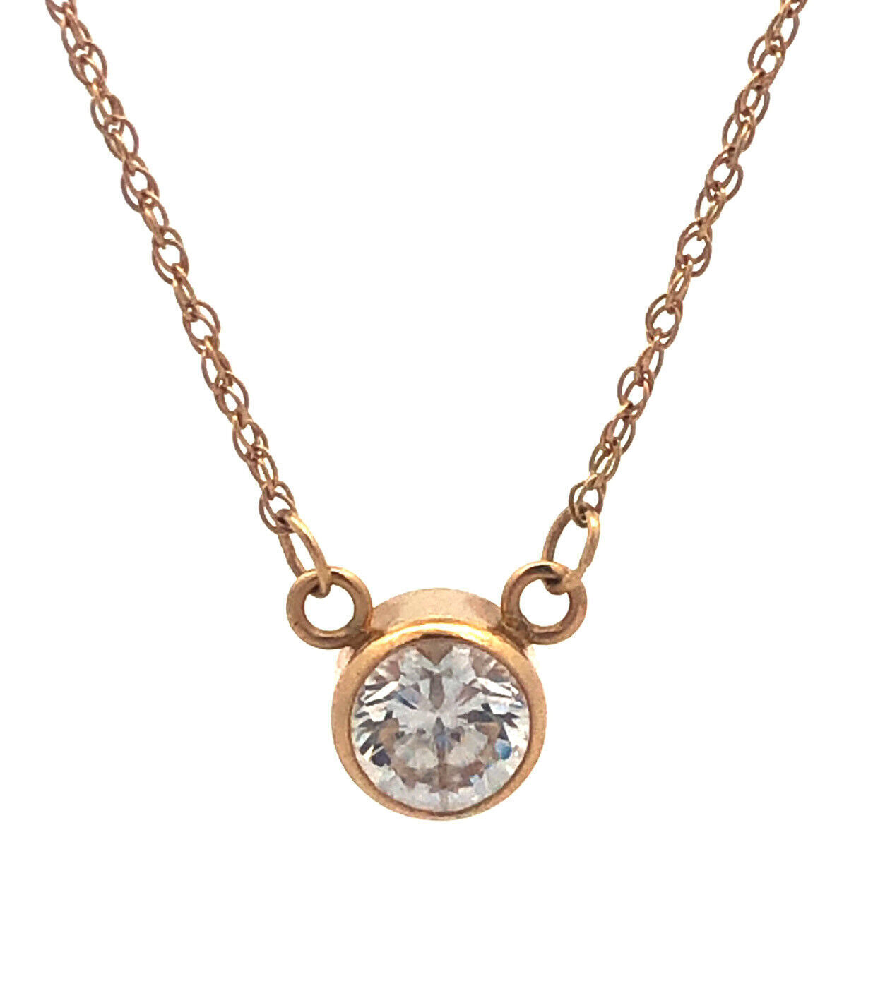 Designer 14K Yellow Gold Diamonique Cubic Zirconia CZ Anniversary Necklace