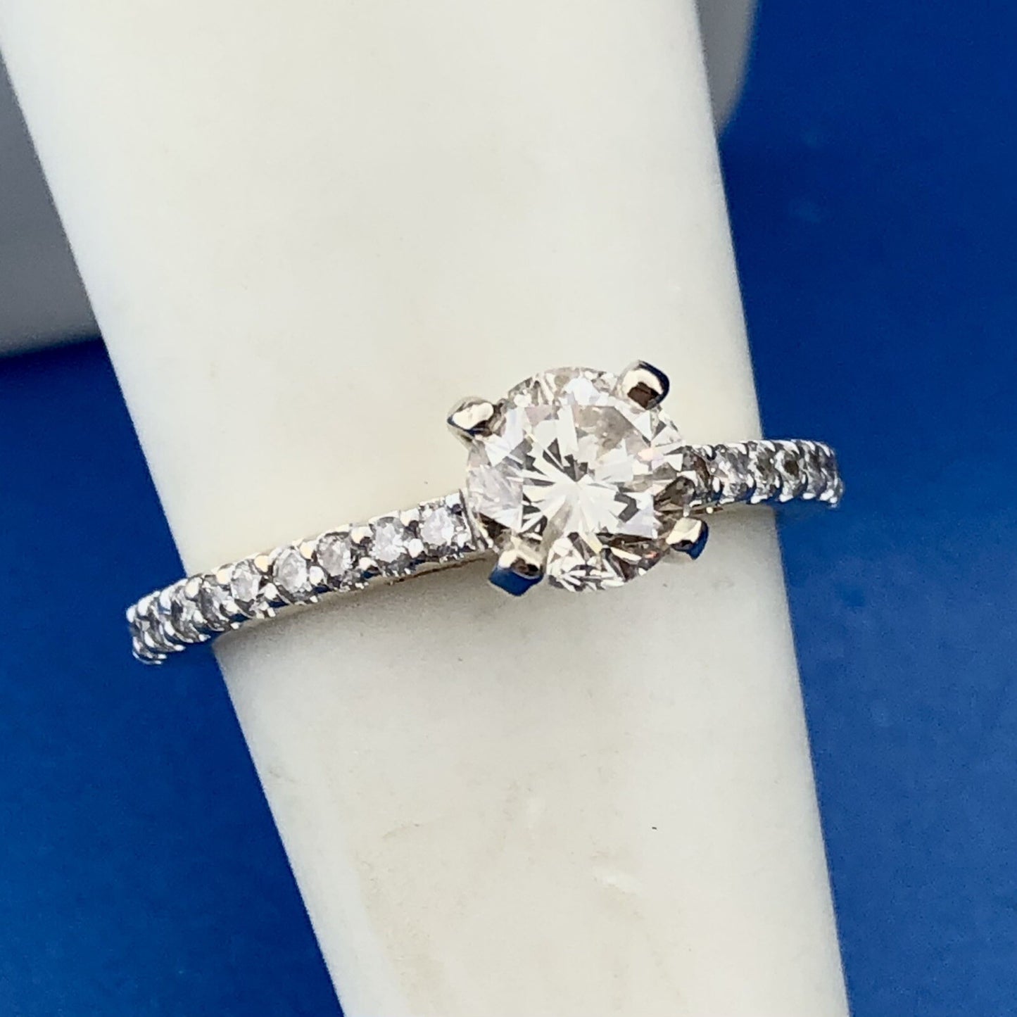 Designer 14K Yellow Gold Round Diamond Solitaire Accented Engagement Ring