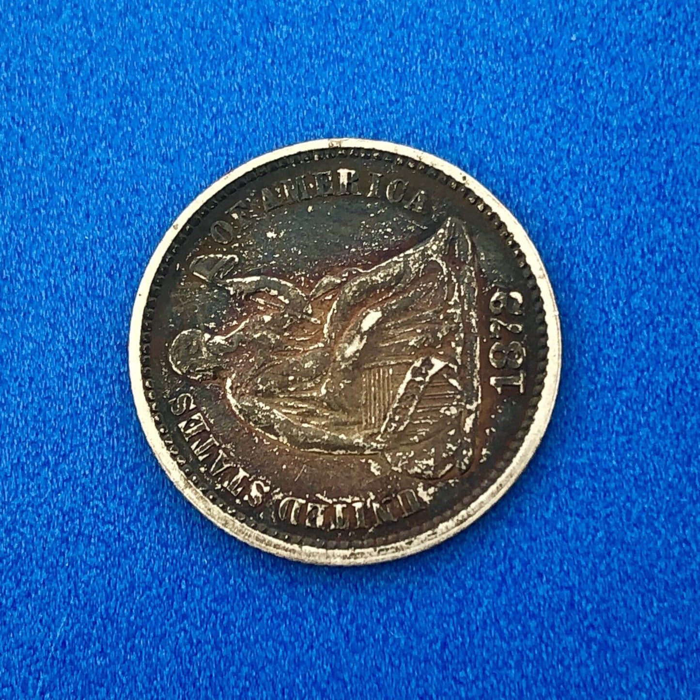 1872 P Silver Seated Half Dime 5c Better Key Nice Rainbow Toning Type Coin