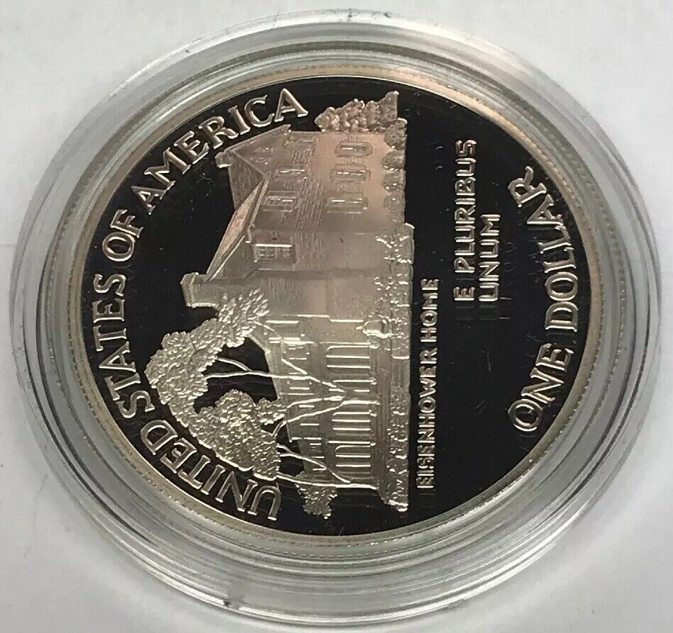 1990 P United States Eisenhower Centennial Commemorative Proof Silver $ OMP/COA