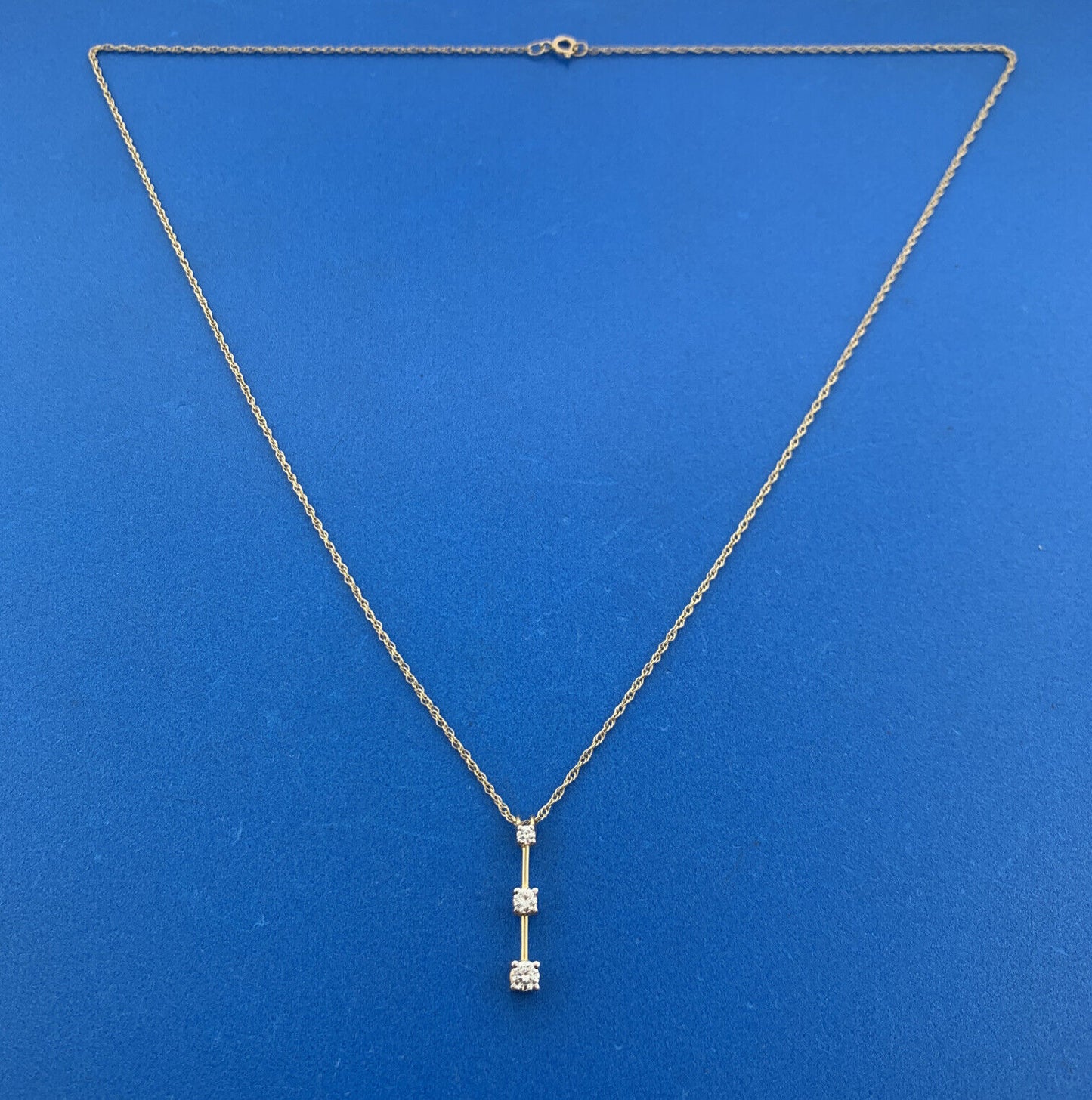 Designer 14K Yellow Gold Diamond Infinity Eternity Bar Drop Pendant Necklace