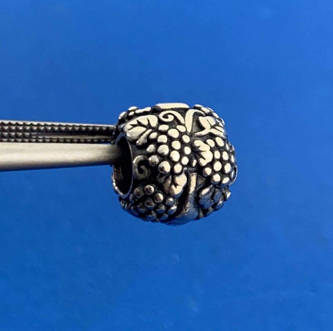 PANDORA 925 Sterling Silver Retired Vineyard Wine & Grapes Slide Charm 791222