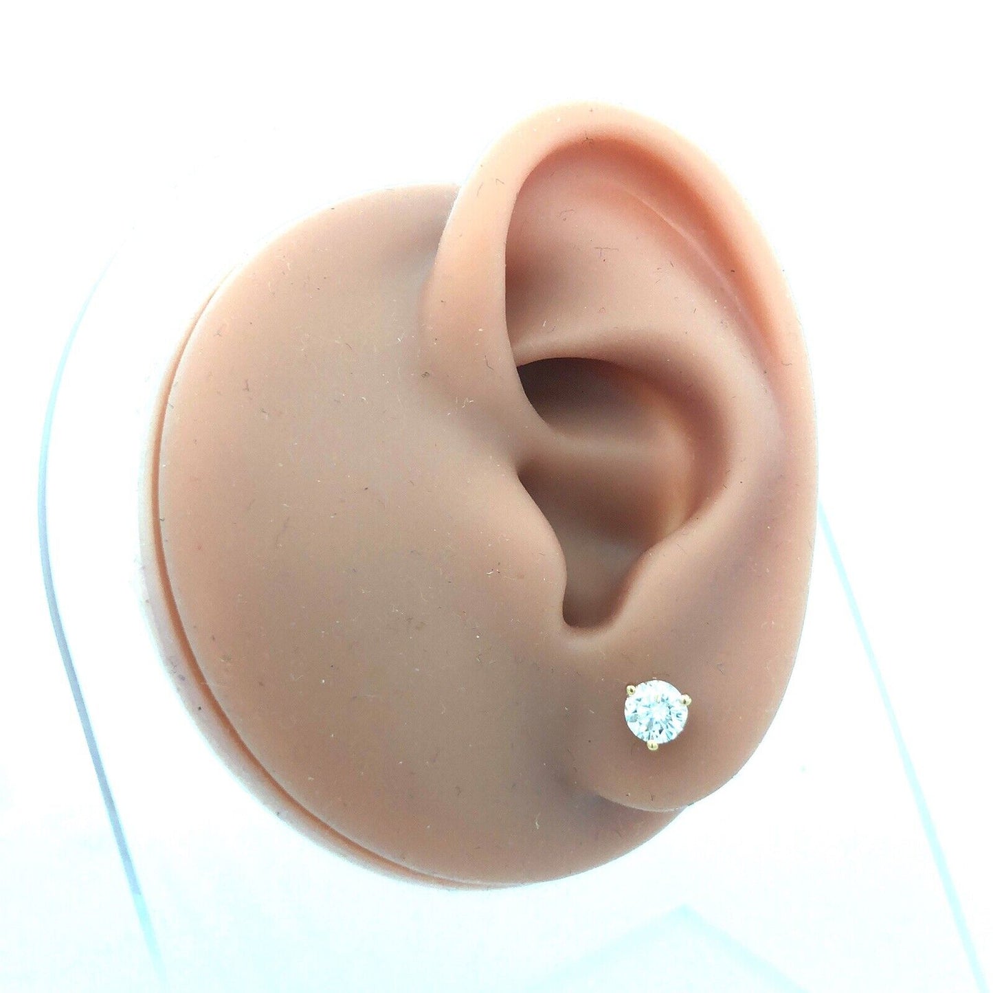 Designer 14K Yellow Gold Round Diamond Stud Earrings