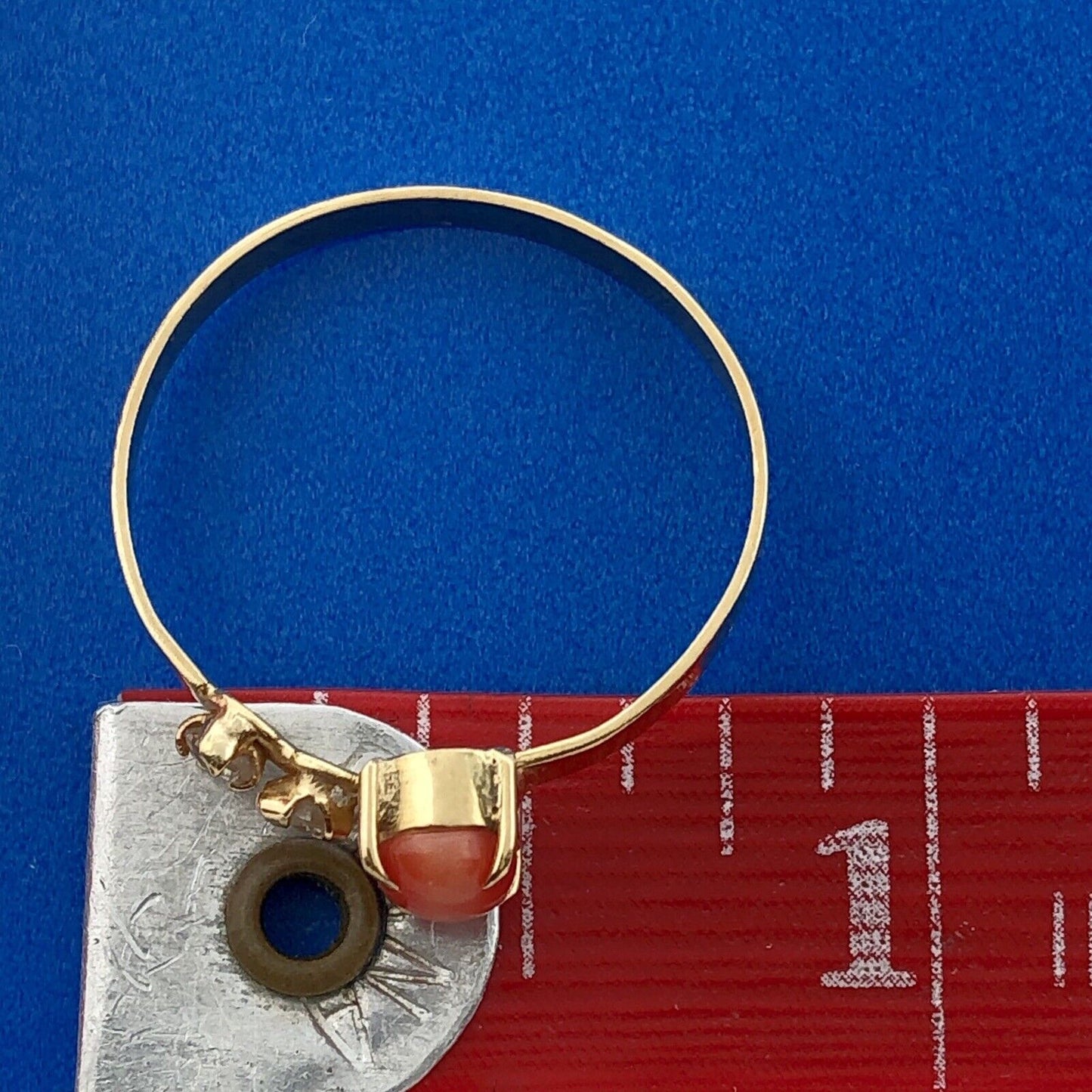 Vintage 14K Yellow Gold Orange Tiger Eye Cubic Zirconia Modern Free Form Ring