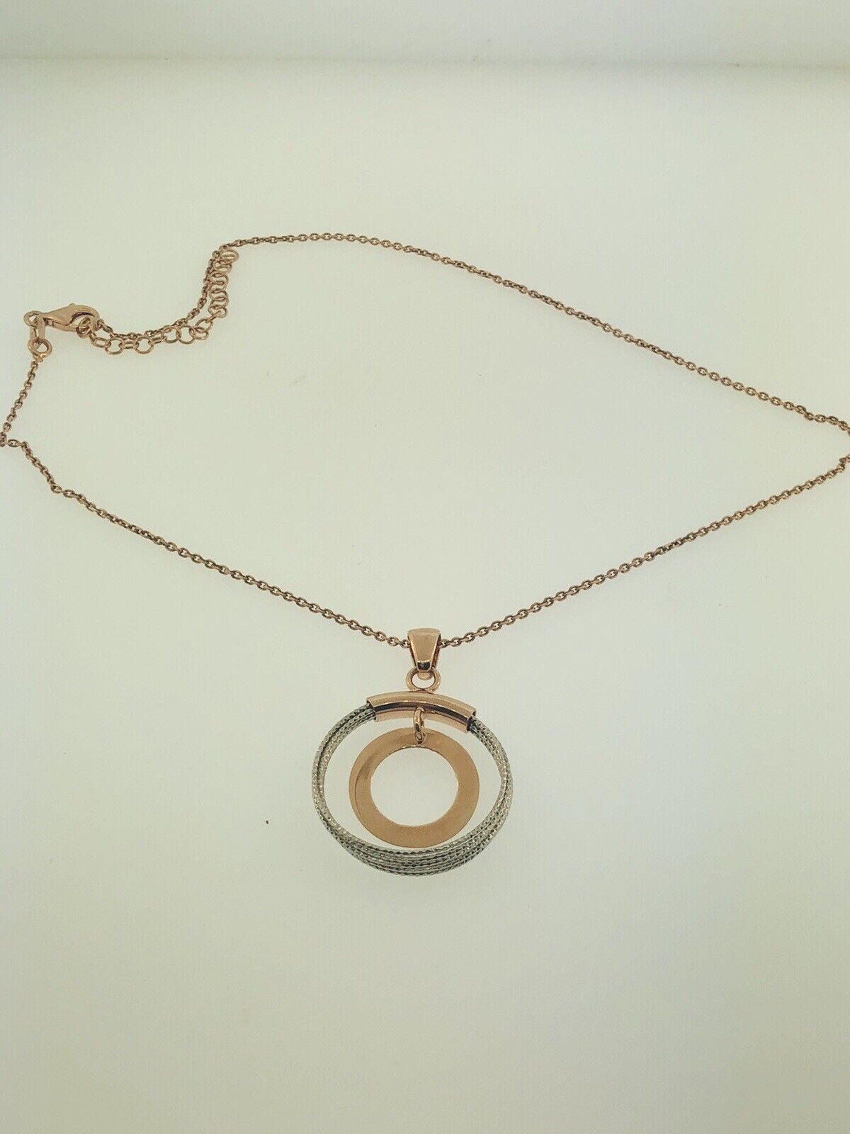 Dyadema Italy Sterling Silver Rose Wash Two Toned Life Infinity Circle Necklace