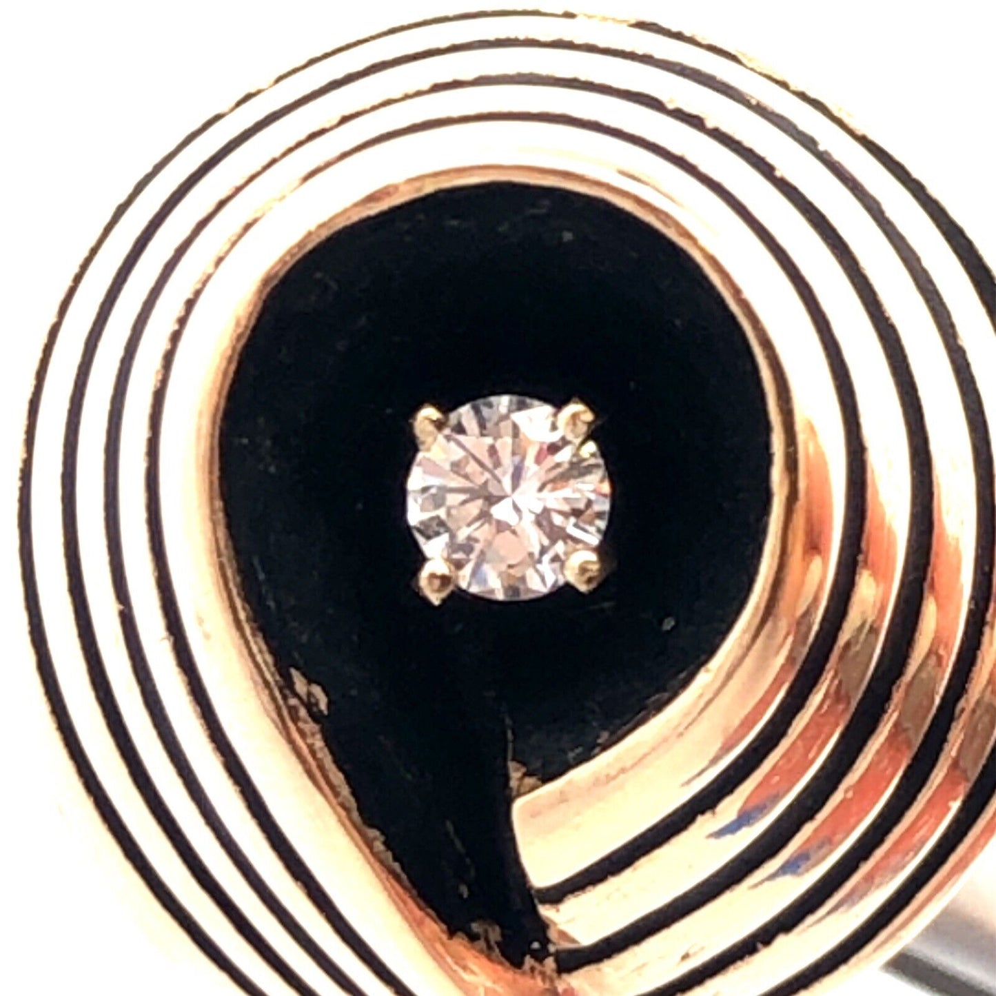 Vintage 14K Yellow Gold Diamond Egyptian King Tut Cocktail Ring
