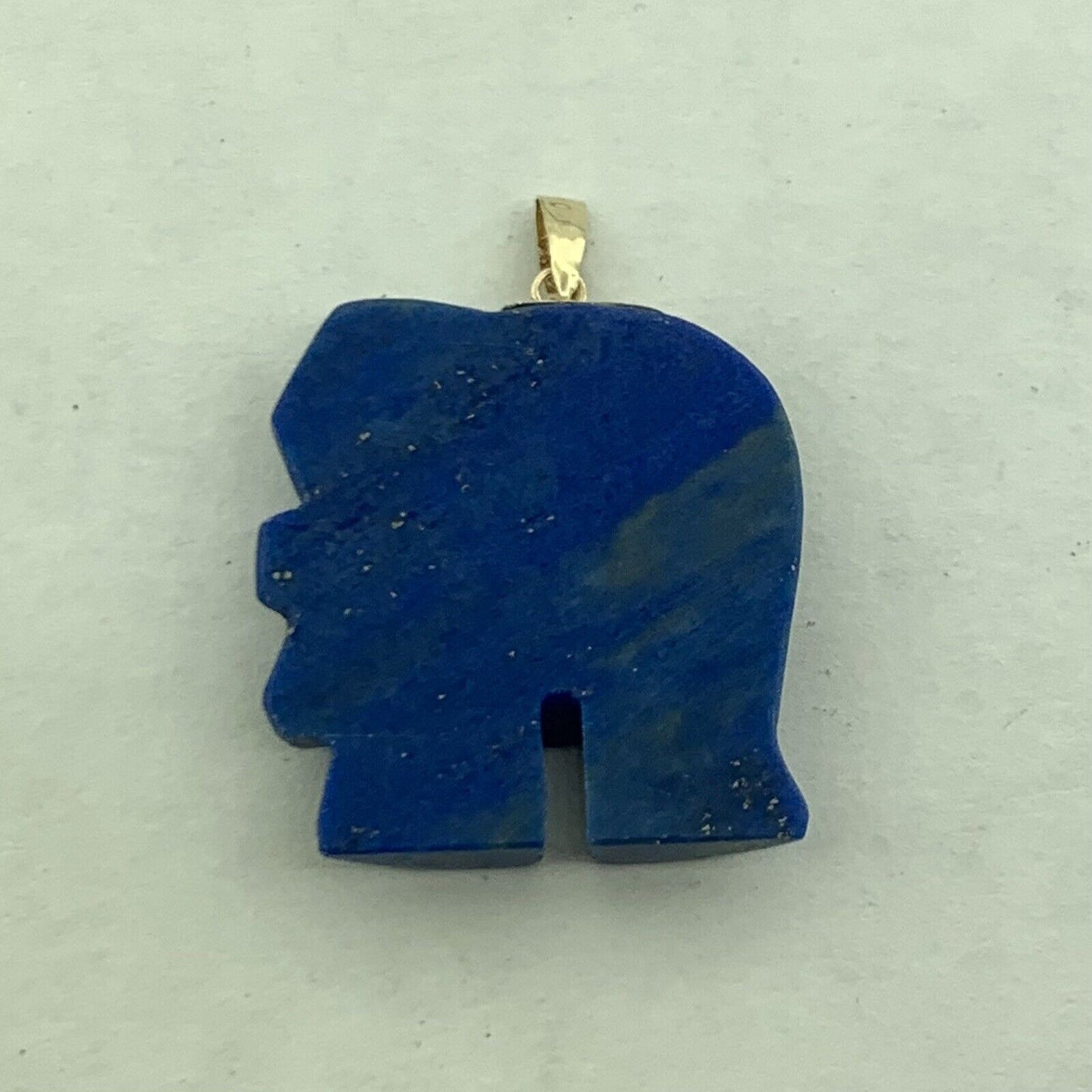 Designer 14K Yellow Gold Lapis Lazuli Chinese Character Elephant Pendant