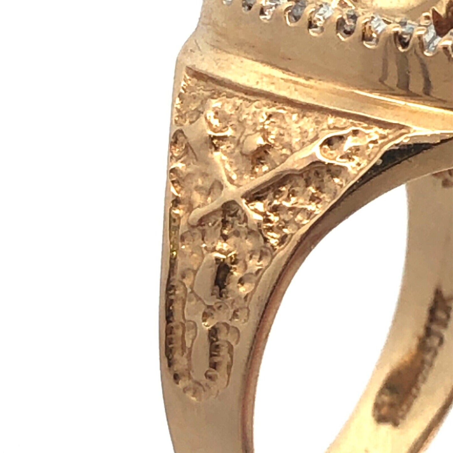 Vintage Designer 10K Yellow Gold Diamond Horse Head Horse Shoe Good Luck Ring