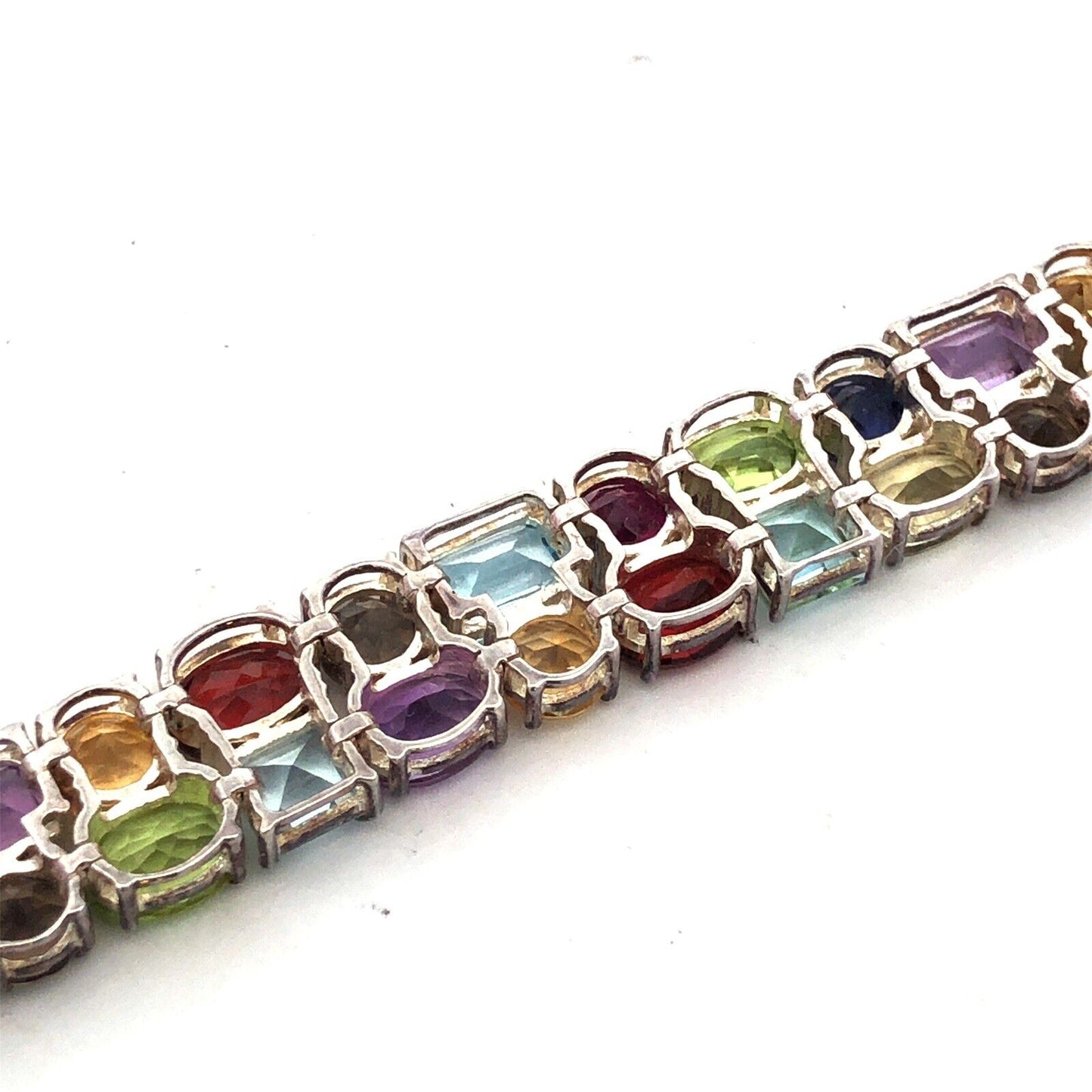 Designer Ross Simons Sterling Silver Multi Gemstone Statement Tennis Bracelet