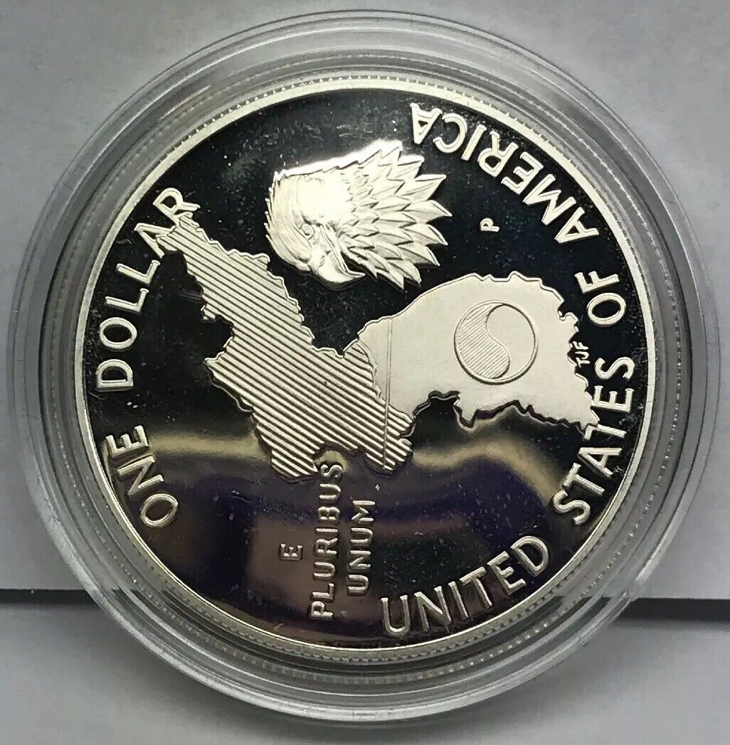 1991 P United States Korean War Memorial Proof Silver Dollar OMP/COA