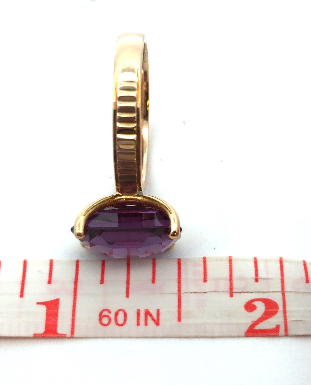 Designer Taxco 14K Yellow Gold Cushion Cut Purple Sapphire Solitaire Ring