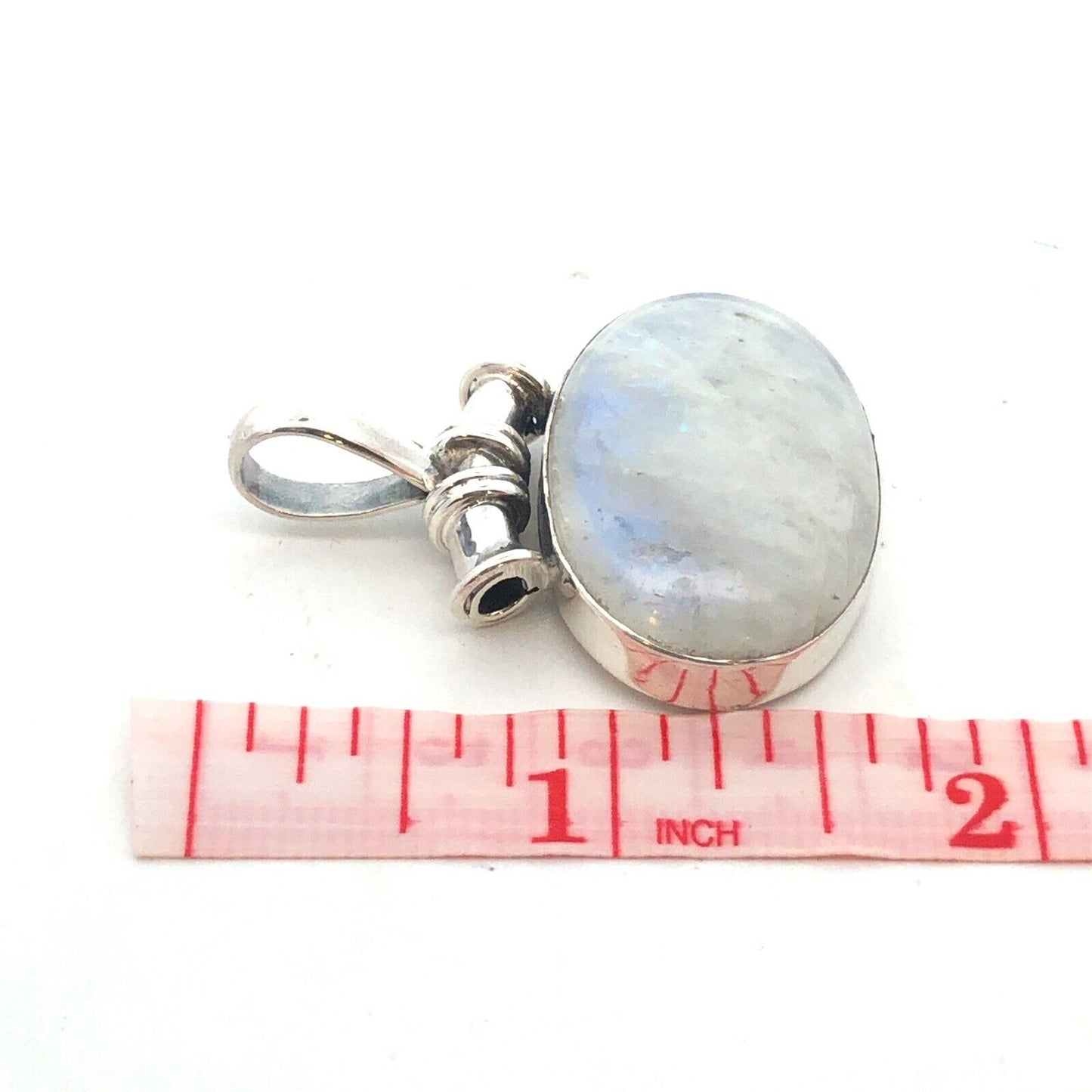 Vintage 925 Sterling Silver Oval Cabochon Moonstone Statement Pendant