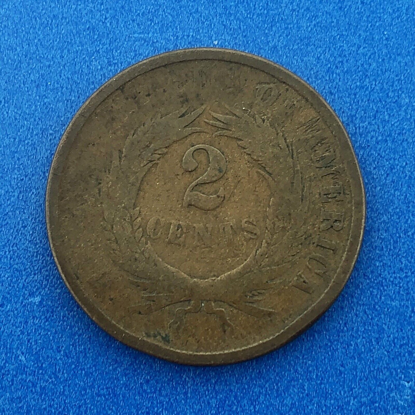 1865 P Bronze Two-Cent Piece Union Shield Short Lived Philadelphia Mint Coin