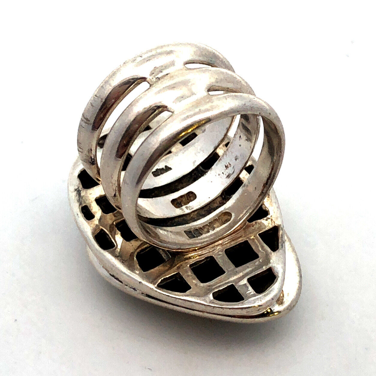 Designer Barse 925 Sterling Silver Rough Cut Hematite Chunky Statement Ring