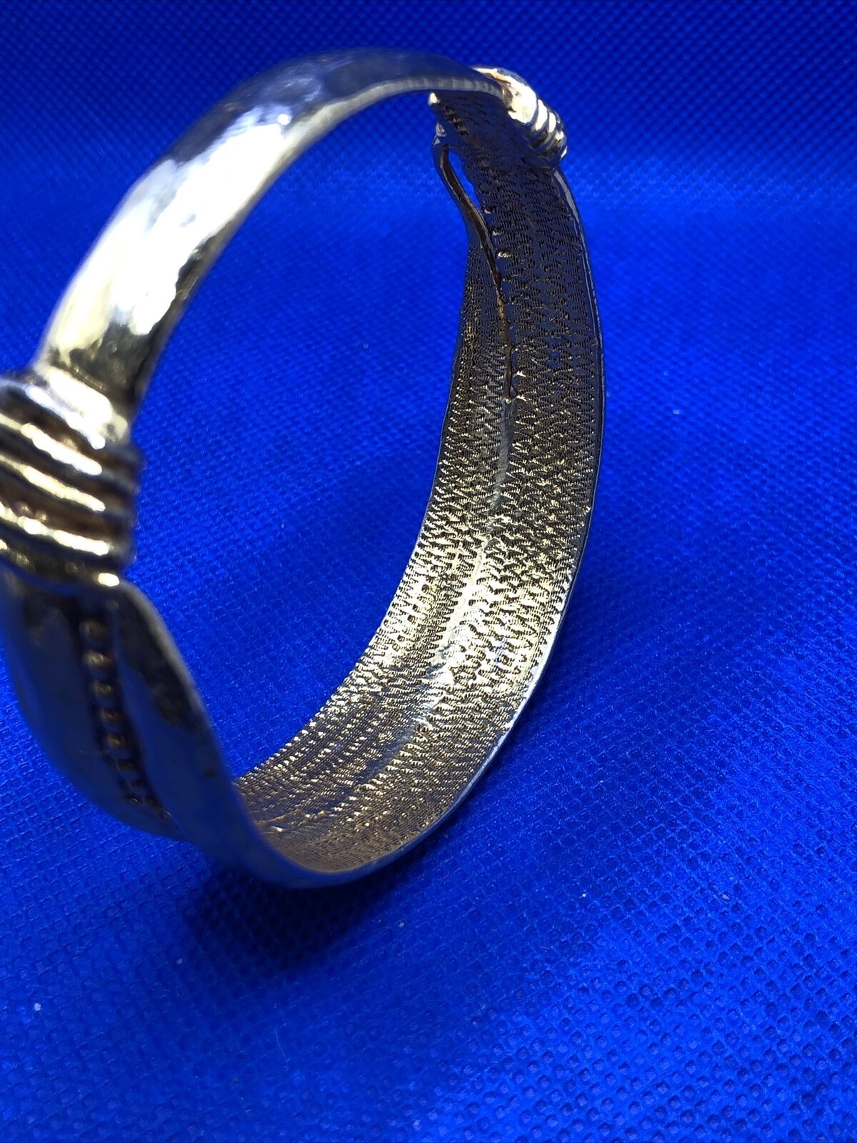 Vintage Runway Ready Gold Tone Textured Cuff Bracelet Clip-On Earrings 3 Pc Set
