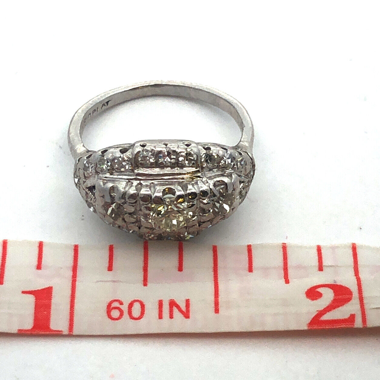 1920s Art Deco Platinum Diamond Trio Waterfall Engagement Bridal Cocktail Ring