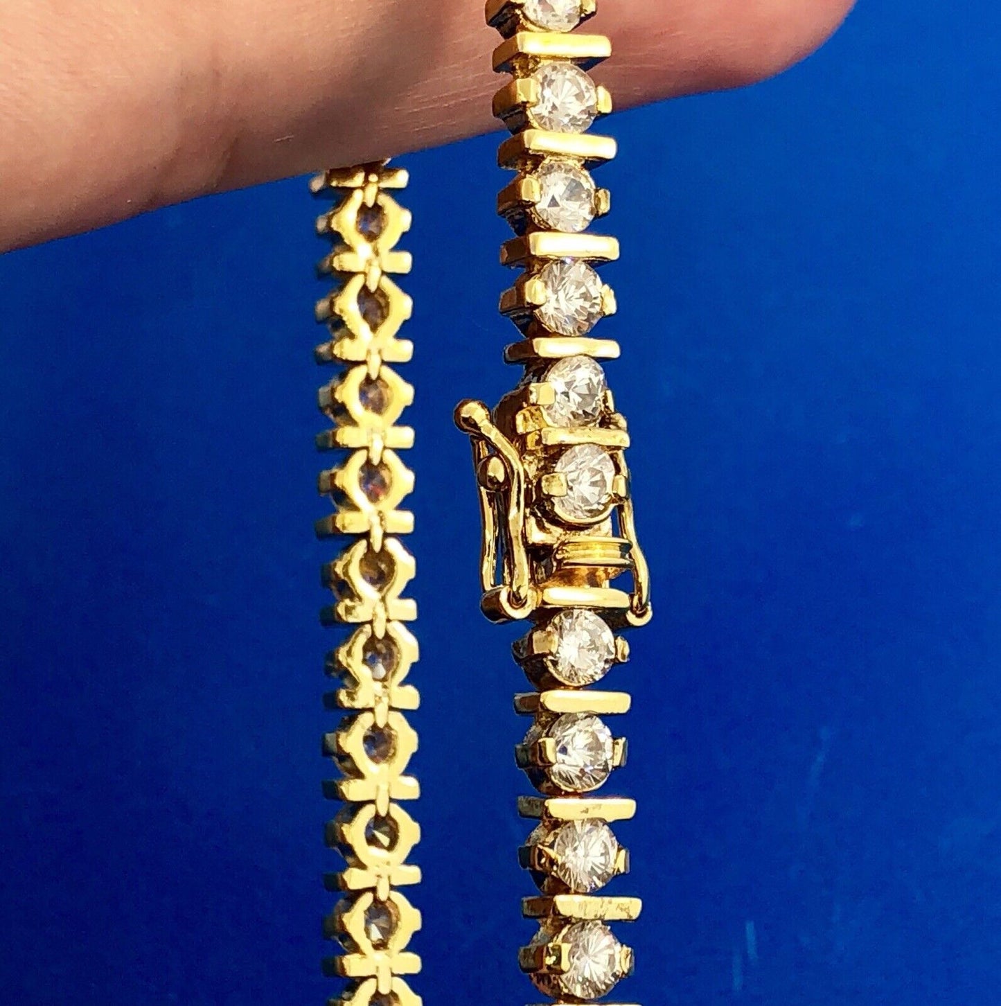 Dramatic 925 Sterling Silver Vermeil Cubic Zirconia CZ Statement Tennis Bracelet